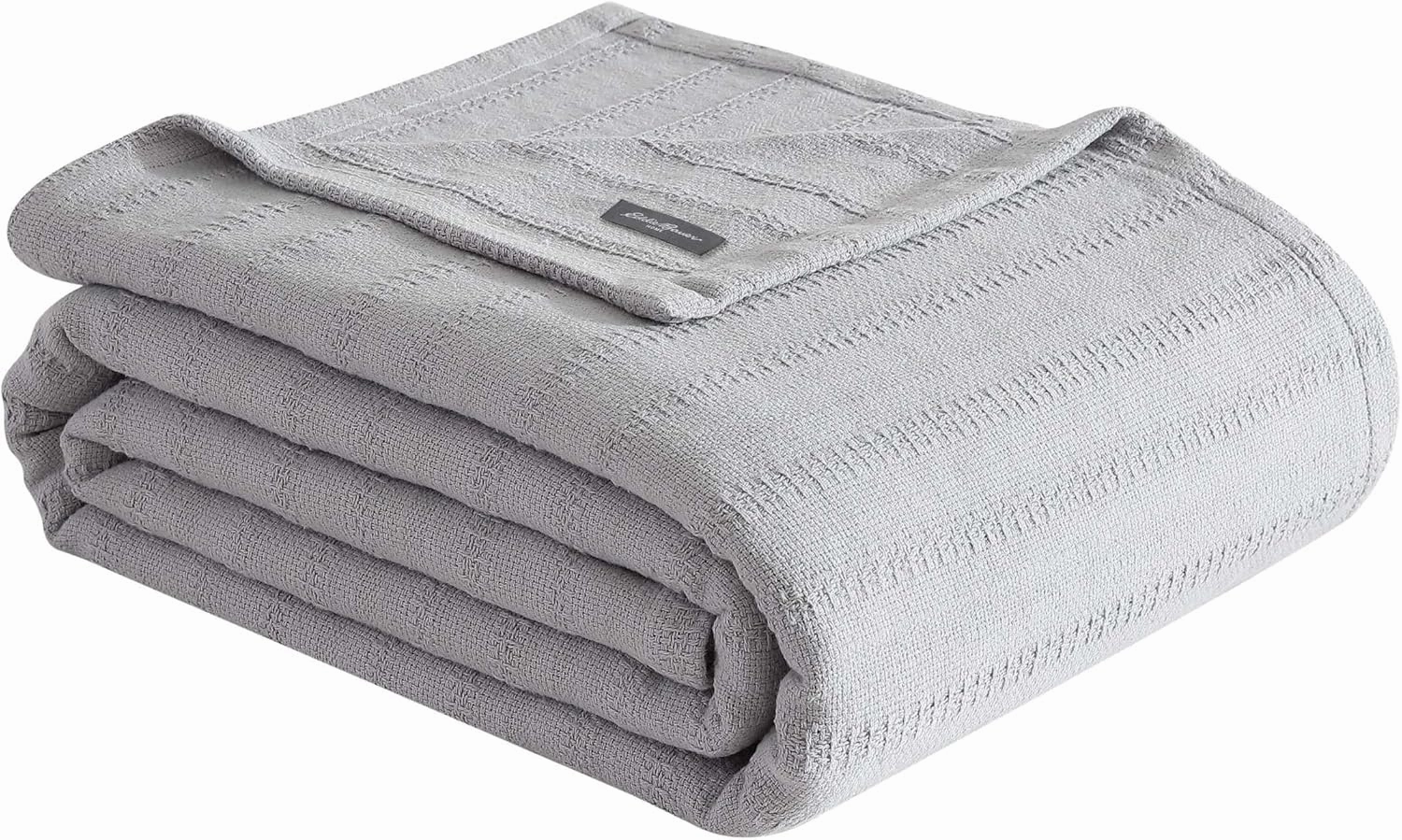 Eddie Bauer - Queen Blanket, Premium Cotton Variegated Weave Bedding, Striped Home Decor, Oeko-Tex Certified (Variegated Weave Stripe Grey, Queen)