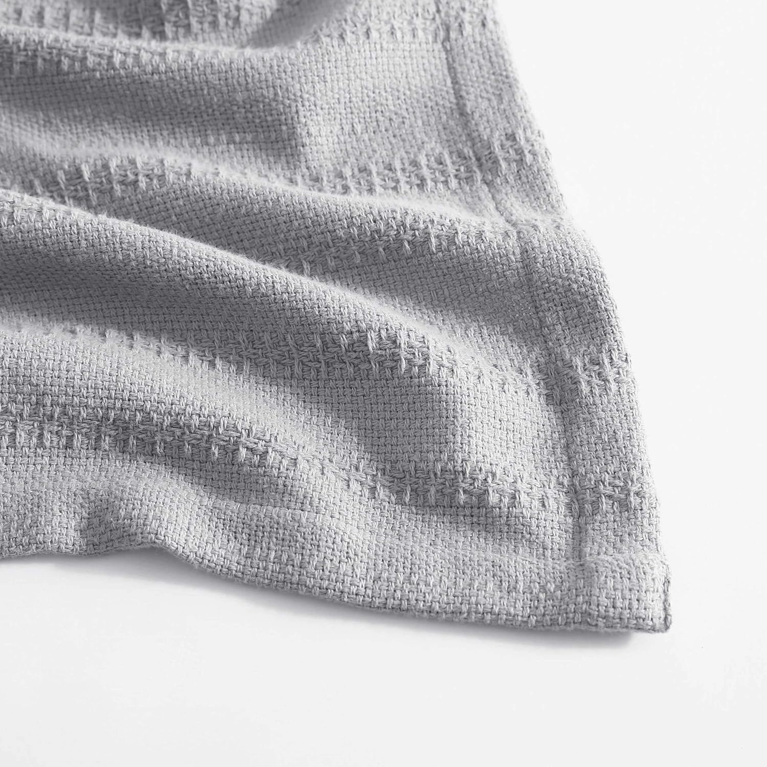 Eddie Bauer - Queen Blanket, Premium Cotton Variegated Weave Bedding, Striped Home Decor, Oeko-Tex Certified (Variegated Weave Stripe Grey, Queen)