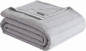 Eddie Bauer - Queen Blanket, Premium Cotton Variegated Weave Bedding, Striped Home Decor, Oeko-Tex Certified (Variegated Weave Stripe Grey, Queen)