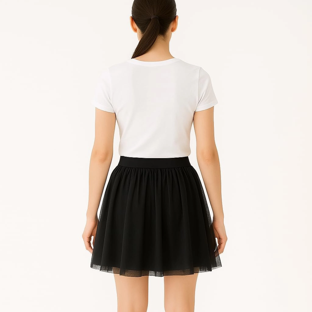 Elastic Tulle Skirt Short Women's Adult Puffy Fairy A-Line Tutu Mesh Above Knee Skort Dancing