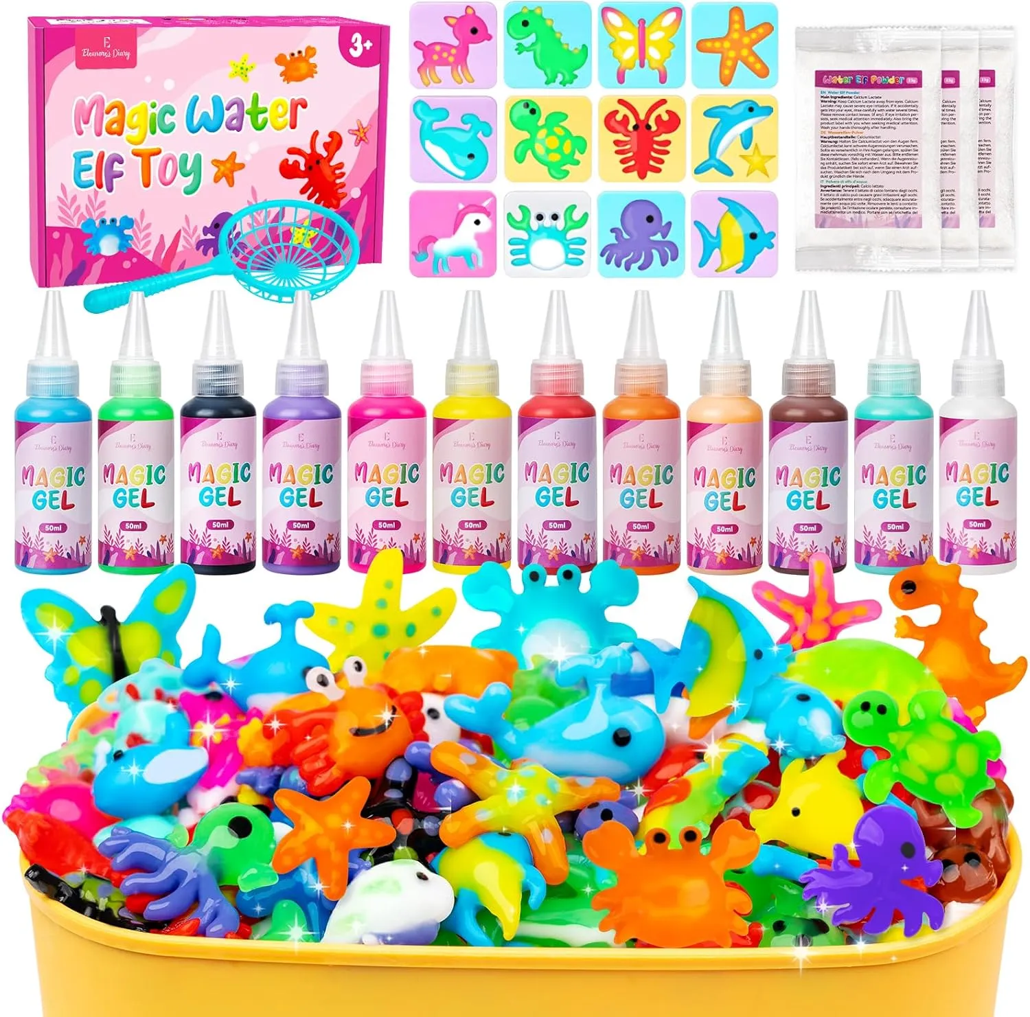 Eleanore's Diary Aqua Fairy Water Gel Kit, Magic Water Elf Toys for Kids, Creative Squishy Maker Toy, Holiday DIY Art & Crafts for Boys Girls Ages 3-12, Summer Family Party Favors Birthday Gifts