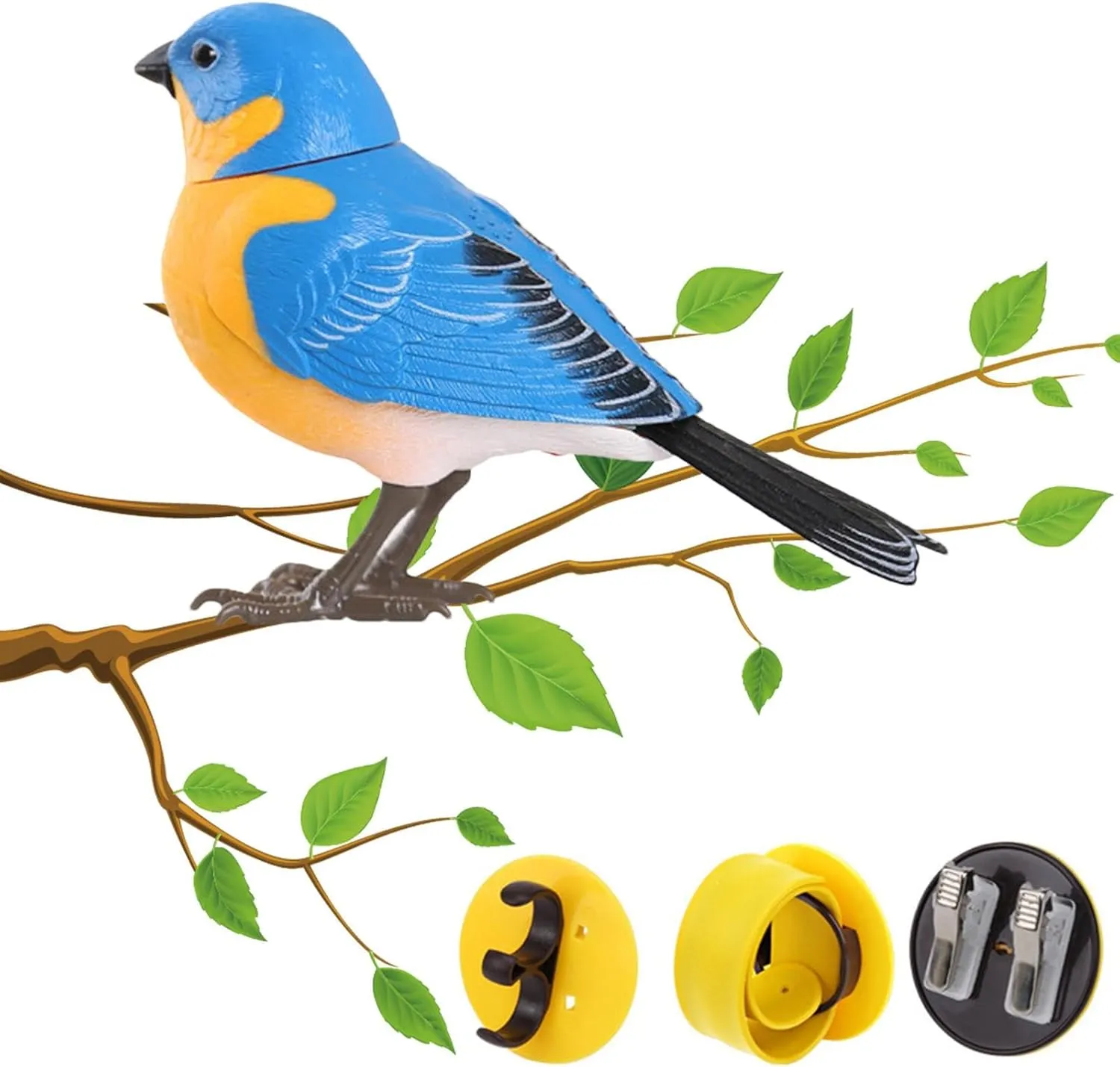 Electric Singing and Chirping Bird Toy, Interactive Bird Decoration, Motion and Sound Activated, Battery Operated Simulation Desk Pets