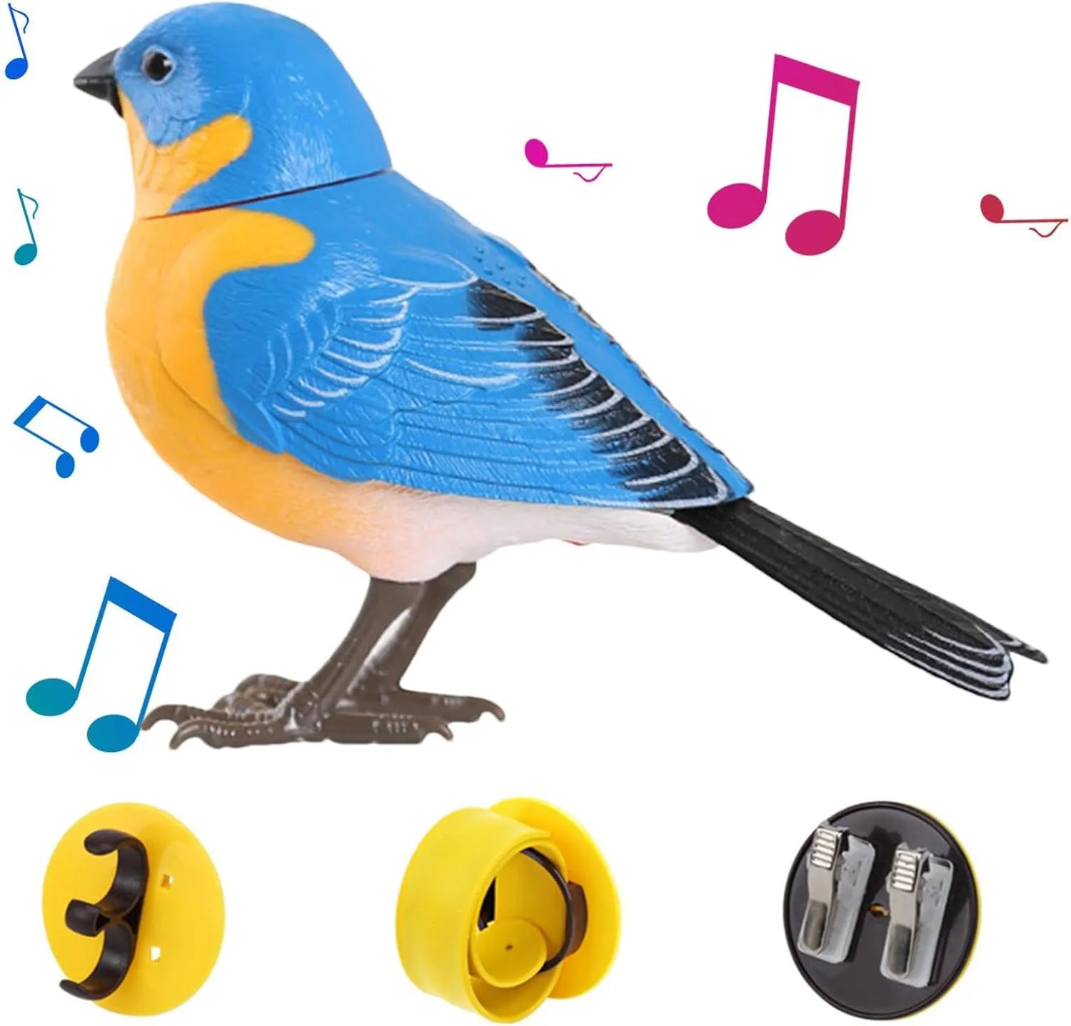 Electric Singing and Chirping Bird Toy, Interactive Bird Decoration, Motion and Sound Activated, Battery Operated Simulation Desk Pets