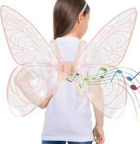 Electric Butterfly Wings for Girls Light up Fairy Angel Wings Moving with Music and LED Lights Toy for Kids for Christmas Halloween Birthday Party Costume Princess Cosplay Dress Up