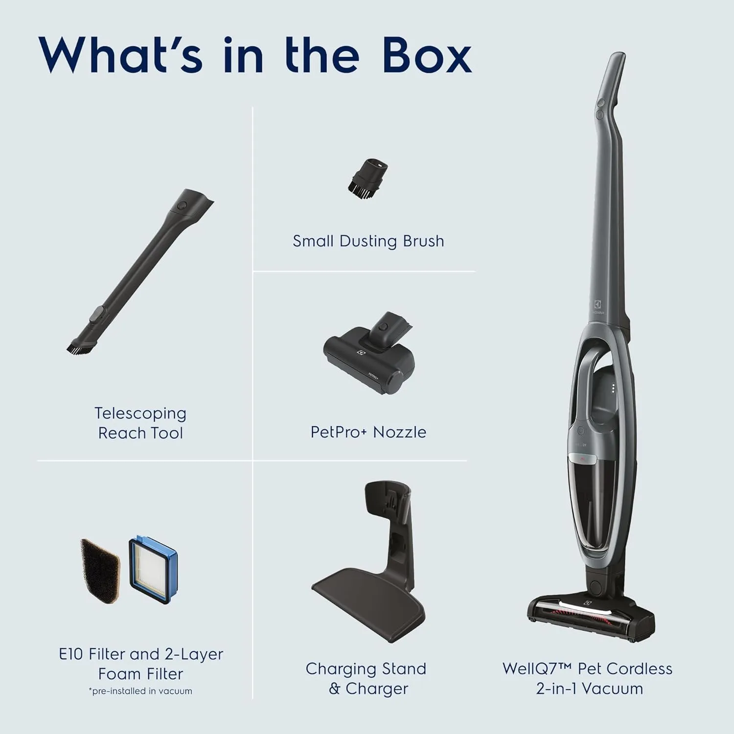 Electrolux WellQ7 Pet Cordless 2-in-1 Vacuum Cleaner with Motorized PetPro  Nozzle for Easy Pet Hair Removal, 50-Minute Run Time, 2 Power Modes, Shale Gray