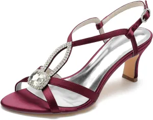 Elegant Wedding Crystal Embellished Open-Toe Design Premium Wrinkle-Resistant Silk-Like Lining Stabilizing Wedge Heel Adjustable Laces
