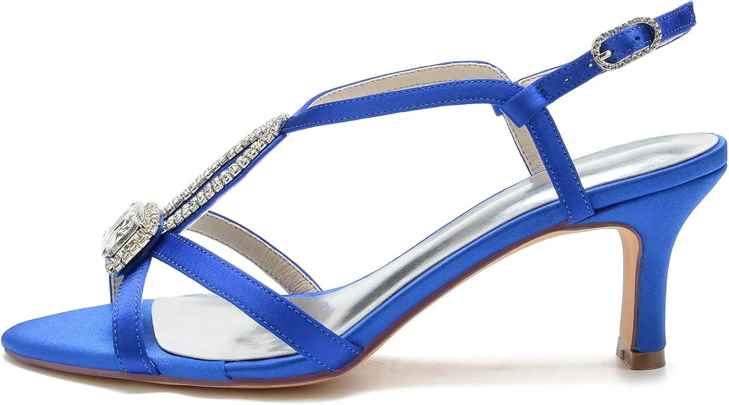 Elegant Wedding Crystal Embellished Open-Toe Design Premium Wrinkle-Resistant Silk-Like Lining Stabilizing Wedge Heel Adjustable Laces