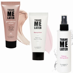 Elizabeth Mott Glow Set : Elizabeth Mott Thank Me Later Natural Glow Enhancer, Mattifying Face Primer & Dewy Setting Spray | Long-Lasting Makeup Set