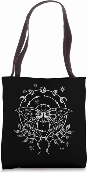 Emo Alt Fairy Grunge Fairycore Moon Phases Goth Moth Tote Bag