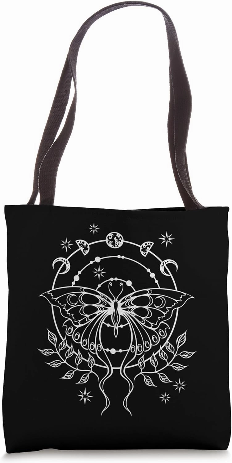 Emo Alt Fairy Grunge Fairycore Moon Phases Goth Moth Tote Bag