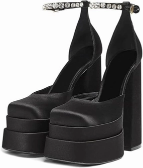 Emo Wedding Shoes Mary Janes Chunky Block Heels Glitter Y2K Retro Rave Grunge Doll Shoes for Women Preppy Teen Girls Goth Non Slip Kawaii Cute Comfortable Walking Birthday Gifts Back to School Party