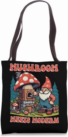 Enchanted Gnome Dwarf Mushroom Meets Modern Tote Bag