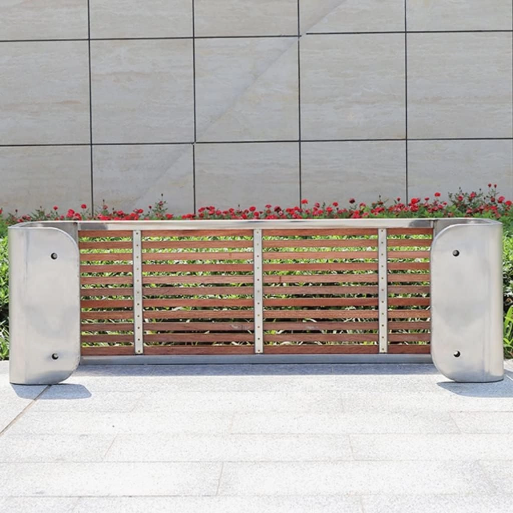 ENGENDER Outdoor Bench Outdoor Park Chair Garden Solid Wood Leisure Chair Home Garden Open-air Seat Stainless Steel Outdoor Rest Bench Garden Bench (Color : C)