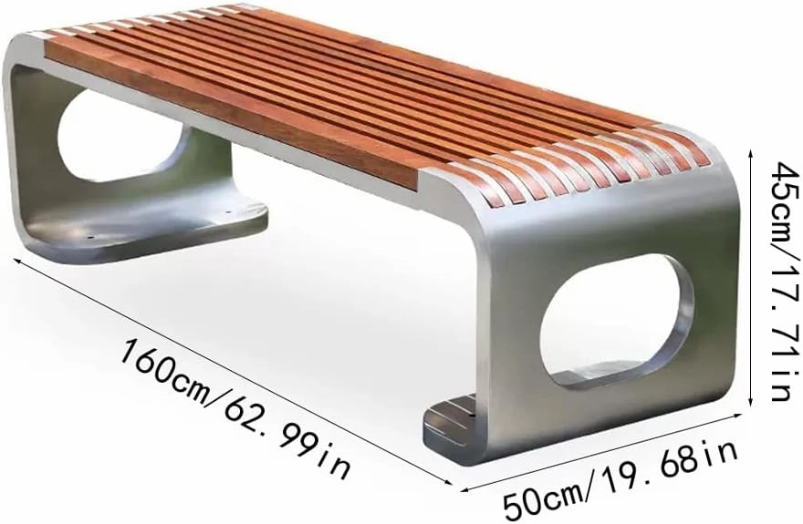 ENGENDER Outdoor Bench Outdoor Park Chair Garden Solid Wood Leisure Chair Home Garden Open-air Seat Stainless Steel Outdoor Rest Bench Garden Bench (Color : C)