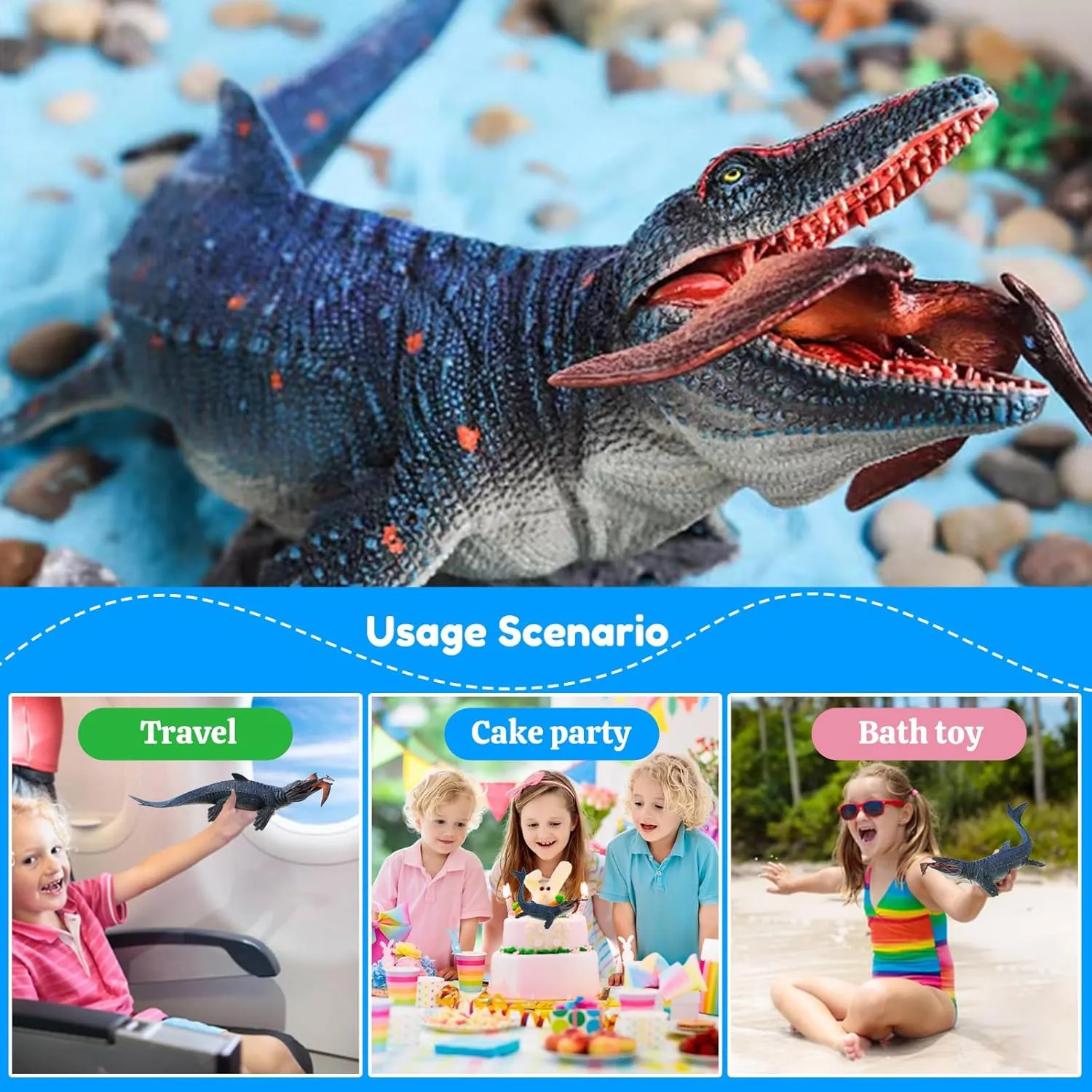 EOIVSH Large Mosasaurus Toy, Top Ocean Pretector Giant Mosasaurus Biting a Pterosaur, Prehistoric Sea Monster Dinosaur Toy Figure for Collectors, Decoration, Gift