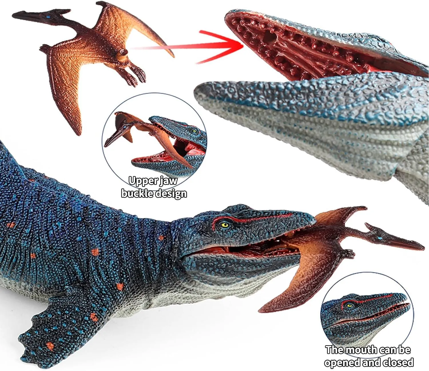 EOIVSH Large Mosasaurus Toy, Top Ocean Pretector Giant Mosasaurus Biting a Pterosaur, Prehistoric Sea Monster Dinosaur Toy Figure for Collectors, Decoration, Gift