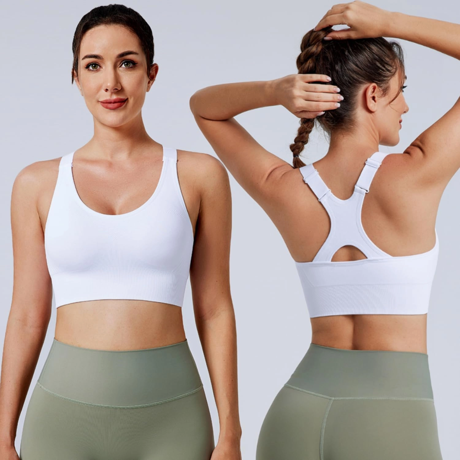 Evercute Adjustable Sports Bras for Women 3/4 Pack Racerback High Support Bras Padded Workout Bras Seamless Yoga Athletic Bra