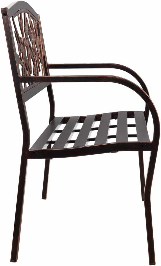 Evergreen Garden Weatherproof Dragonfly Outdoor Bench | Holds Up to 300 lbs. | Furniture for Lawn Garden Patio Porch Park Deck | Steel | Bronze
