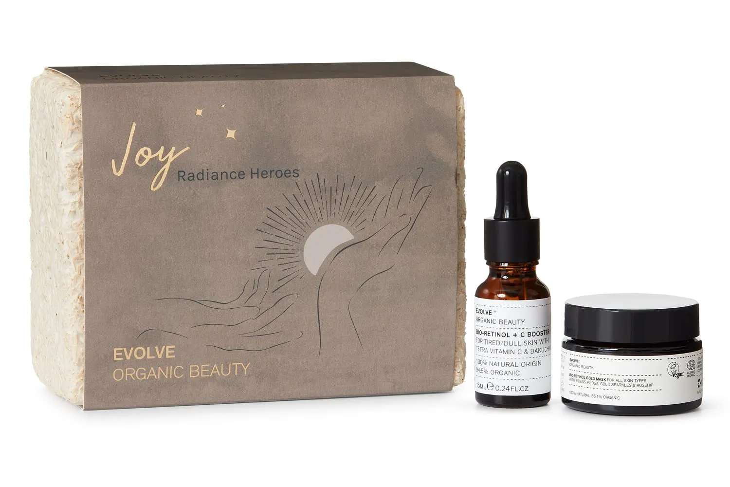 Evolve Organic Beauty - Radiance Heroes Natural Skincare Set | Small-Batch, Vegan Clean Beauty (2 Piece Set) Packaging May Vary