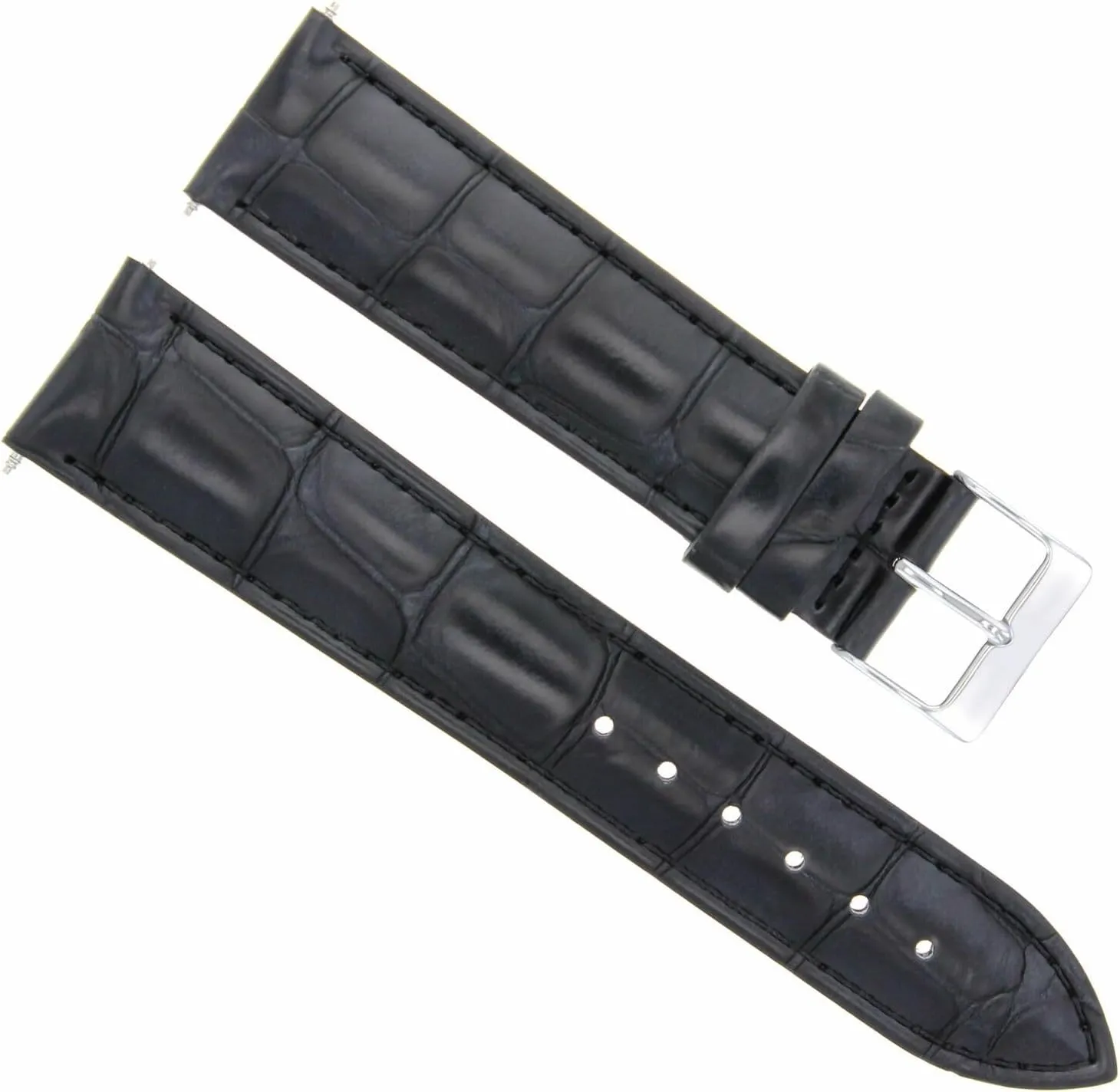 Ewatchparts 22mm Leather Watch Band Strap Compatible With Raymond Weil Freelancer Watch 22/20mm Black