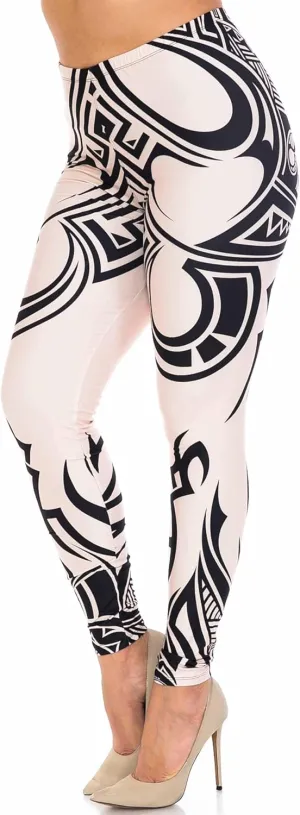 Extra Plus Size - Creamy Soft Premium Women's Laser Printed Skin Smoothing Leggings - 3X - 4X - 5X