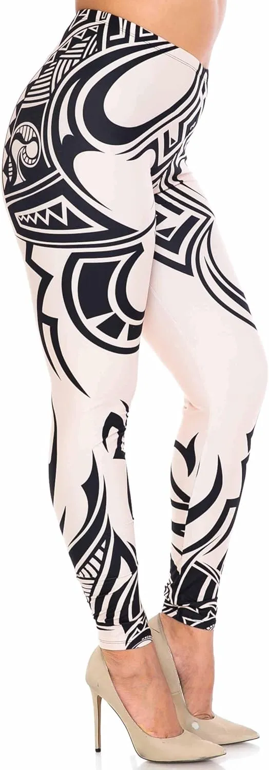 Extra Plus Size - Creamy Soft Premium Women's Laser Printed Skin Smoothing Leggings - 3X - 4X - 5X