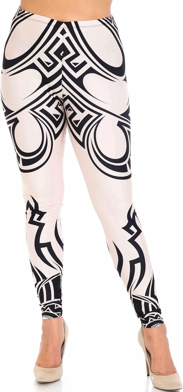 Extra Plus Size - Creamy Soft Premium Women's Laser Printed Skin Smoothing Leggings - 3X - 4X - 5X
