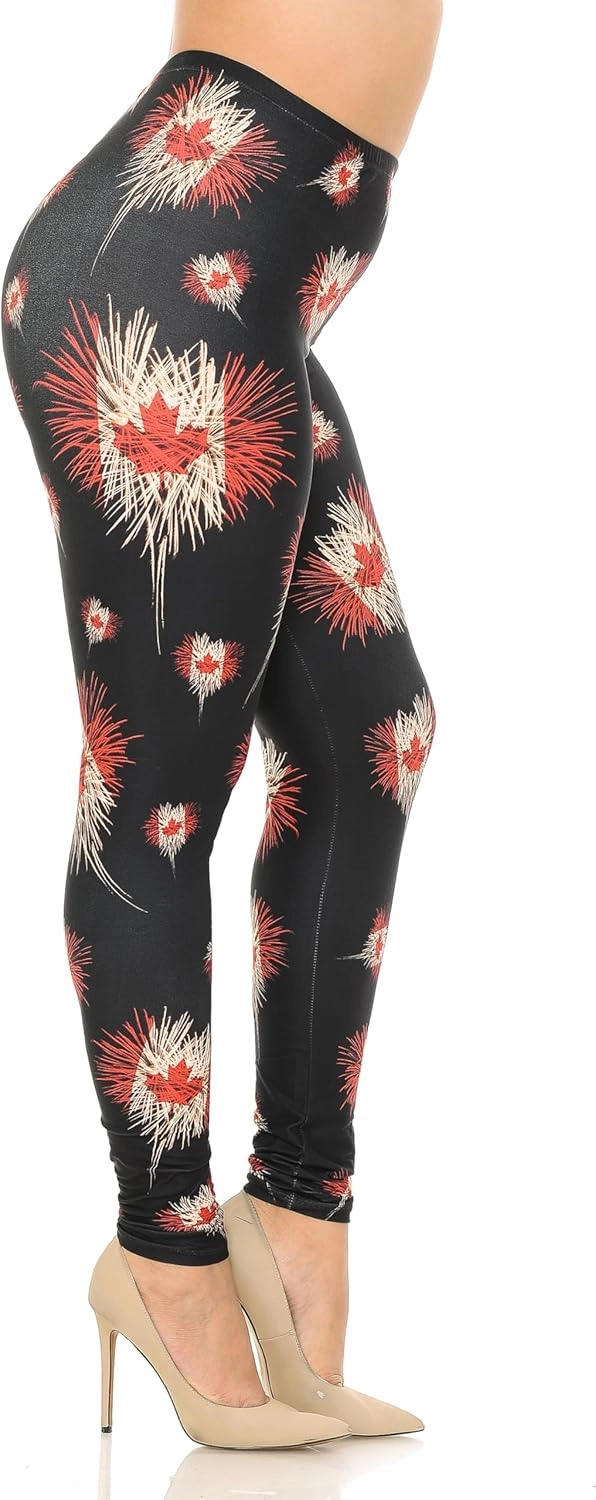 Extra Plus Size - Creamy Soft Premium Women's Laser Printed Skin Smoothing Leggings - 3X - 4X - 5X