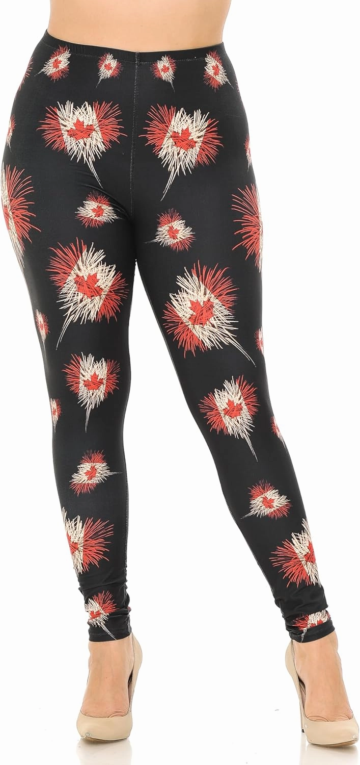 Extra Plus Size - Creamy Soft Premium Women's Laser Printed Skin Smoothing Leggings - 3X - 4X - 5X