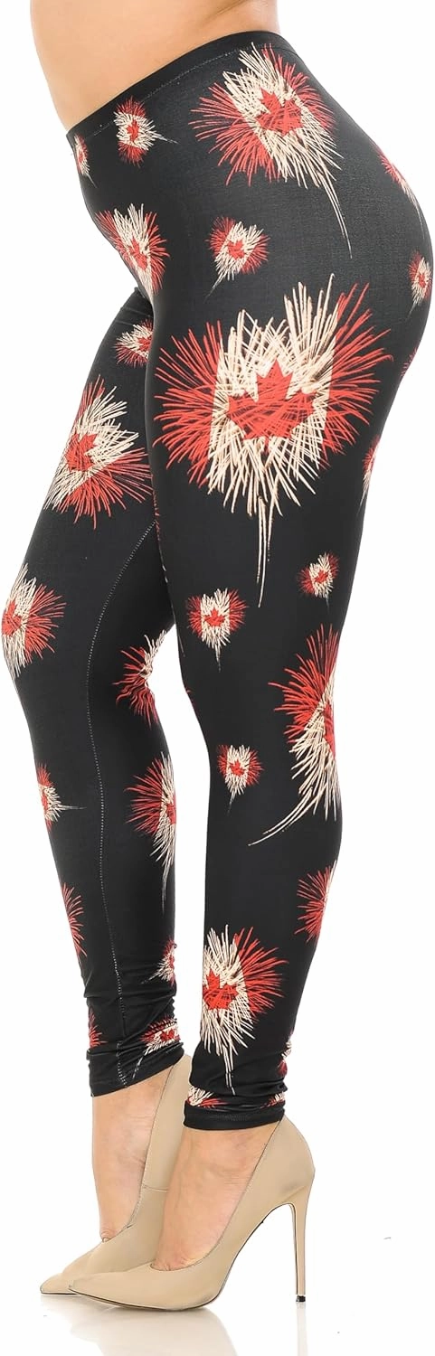 Extra Plus Size - Creamy Soft Premium Women's Laser Printed Skin Smoothing Leggings - 3X - 4X - 5X