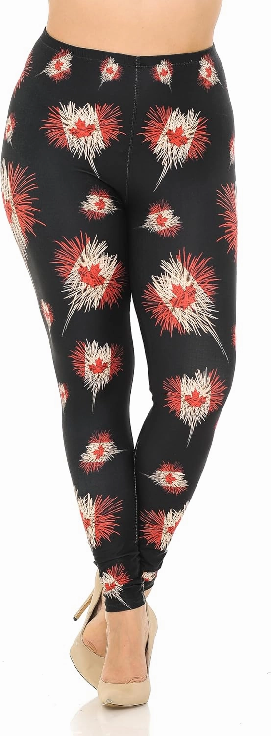 Extra Plus Size - Creamy Soft Premium Women's Laser Printed Skin Smoothing Leggings - 3X - 4X - 5X