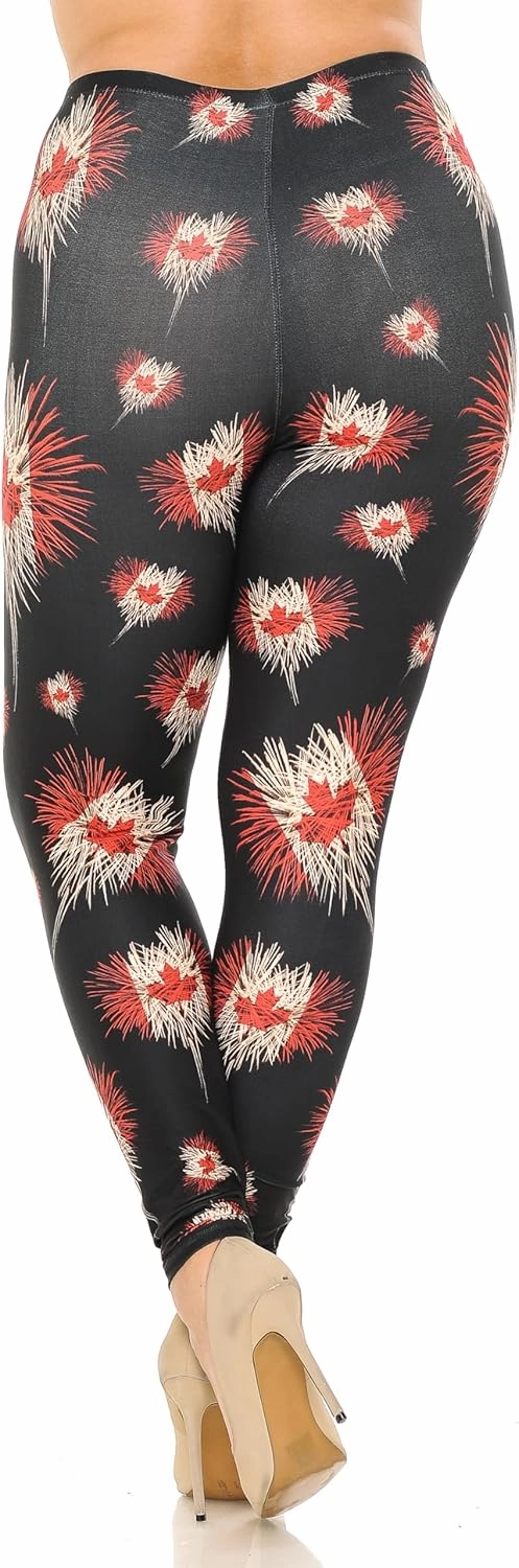Extra Plus Size - Creamy Soft Premium Women's Laser Printed Skin Smoothing Leggings - 3X - 4X - 5X