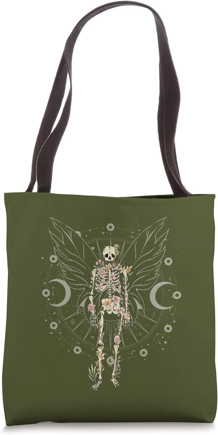 Fairy Grunge Fairycore Aesthetic Butterfly Skeleton Gothic Tote Bag