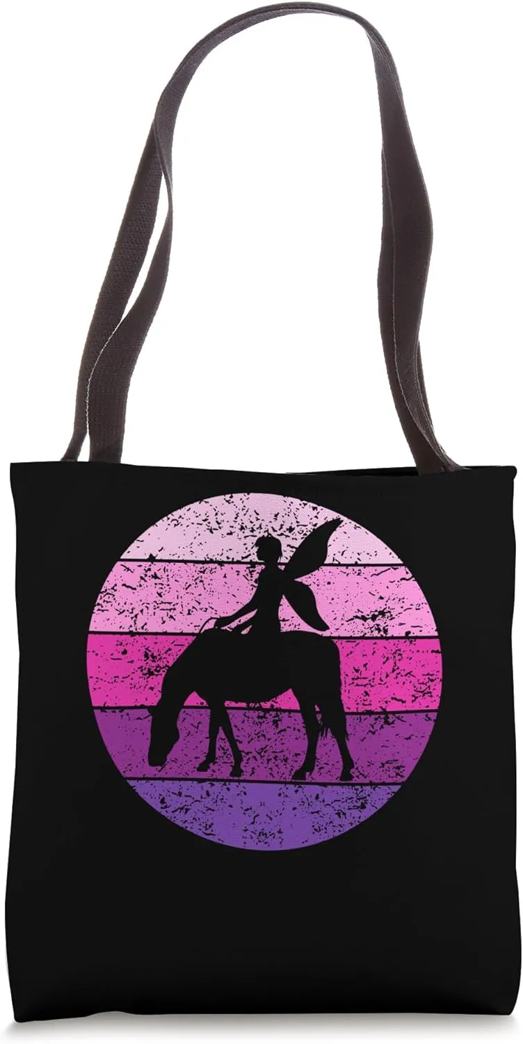Fairy Horse Elf Magic Fairy with Fairy Wings Vintage Retro Tote Bag