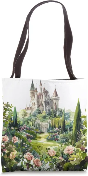 Fairy Tale Castle in Enchanted Forest Tote Bag