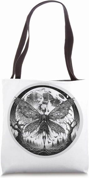 Fairycore Grunge Gothic Fairy Skeleton Queen Butterfly Wings Tote Bag