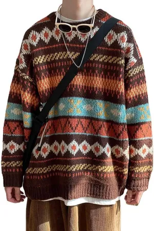 Fall Sweaters for Women 2025 Vintage Oversized Sweater Knit Pullover Tops Hippie Clothes Preppy Aesthetic 90s Grunge Jumper
