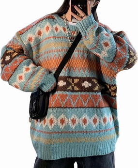 Fall Sweaters for Women 2025 Vintage Oversized Sweater Knit Pullover Tops Hippie Clothes Preppy Aesthetic 90s Grunge Jumper