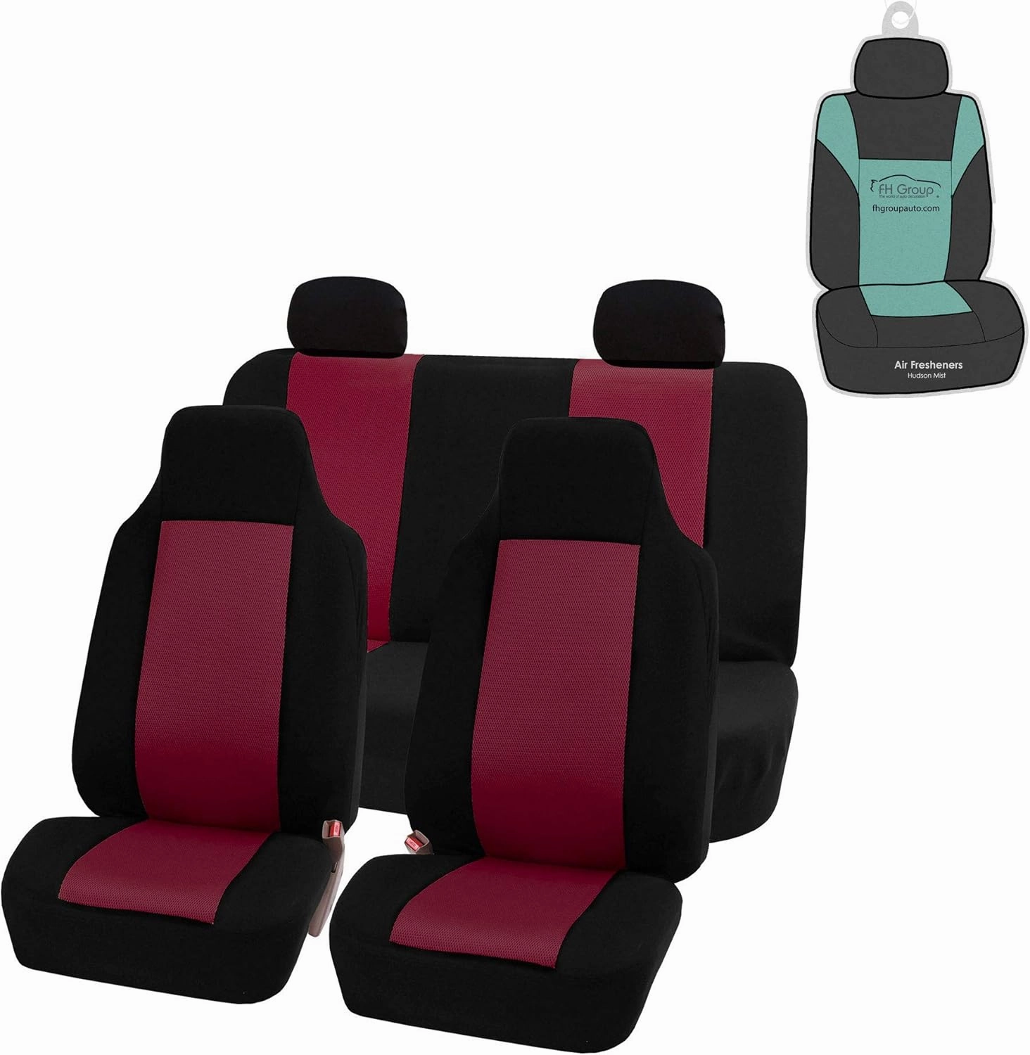 FH Group Automotive Car Accessories Full Set Burgundy Cloth Universal Fit Seat Covers, High Back Front Seat Covers for SUV, Sedan, Van Seat Cover, Car Seat Cover Combo Small Car Seat Cover Design