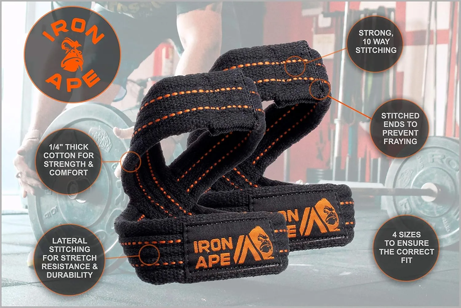 Figure 8 Straps and Traditional Weightlifting Wrist Straps for Weight Lifting and Deadlift, Multi Pack, Cotton, 3 Sizes