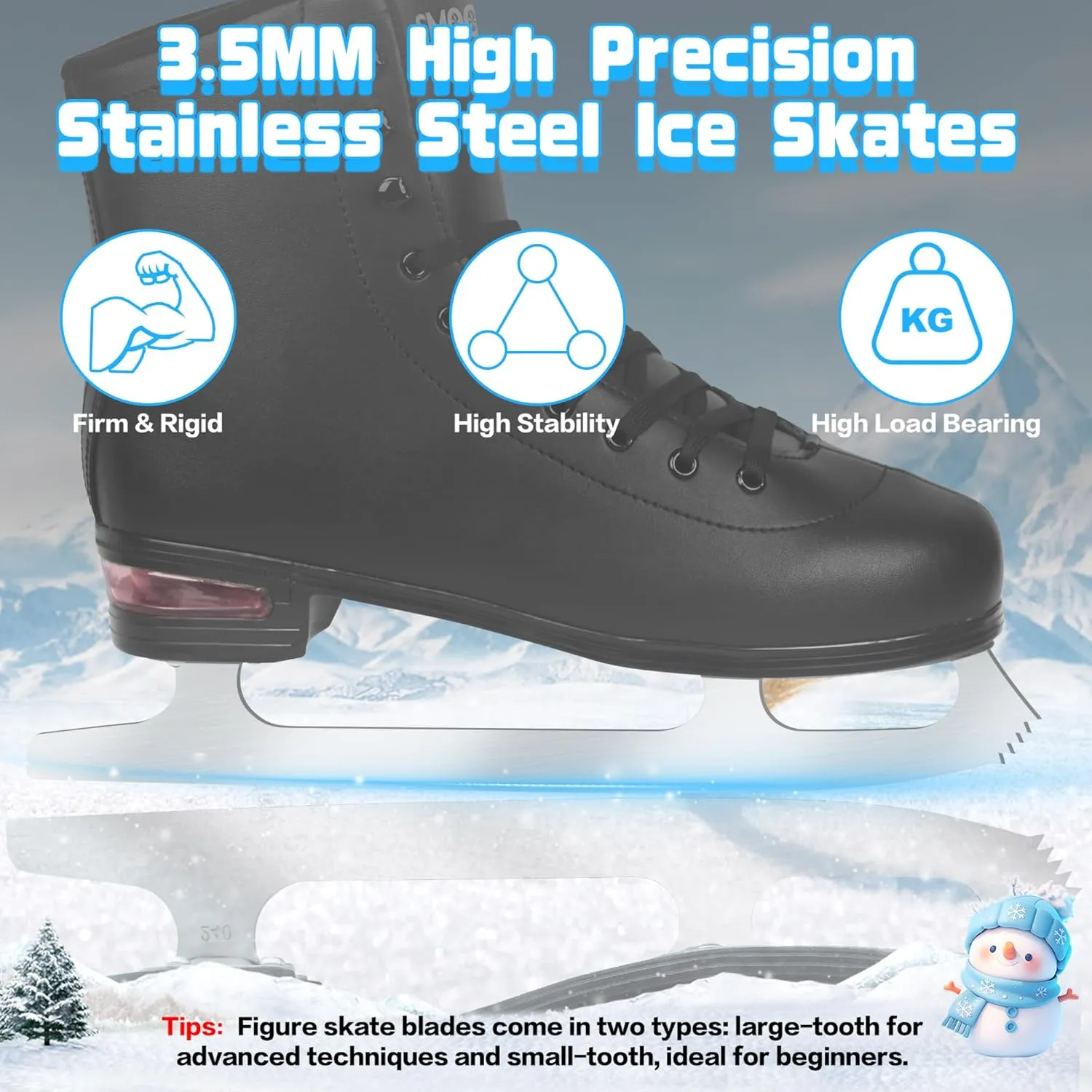 Figure Ice Skates for Women and Men - Air Cushion Deluxe Hockey Ice Skate Premium Leather Skates Indoor Outdoor Rink for Teens Beginner