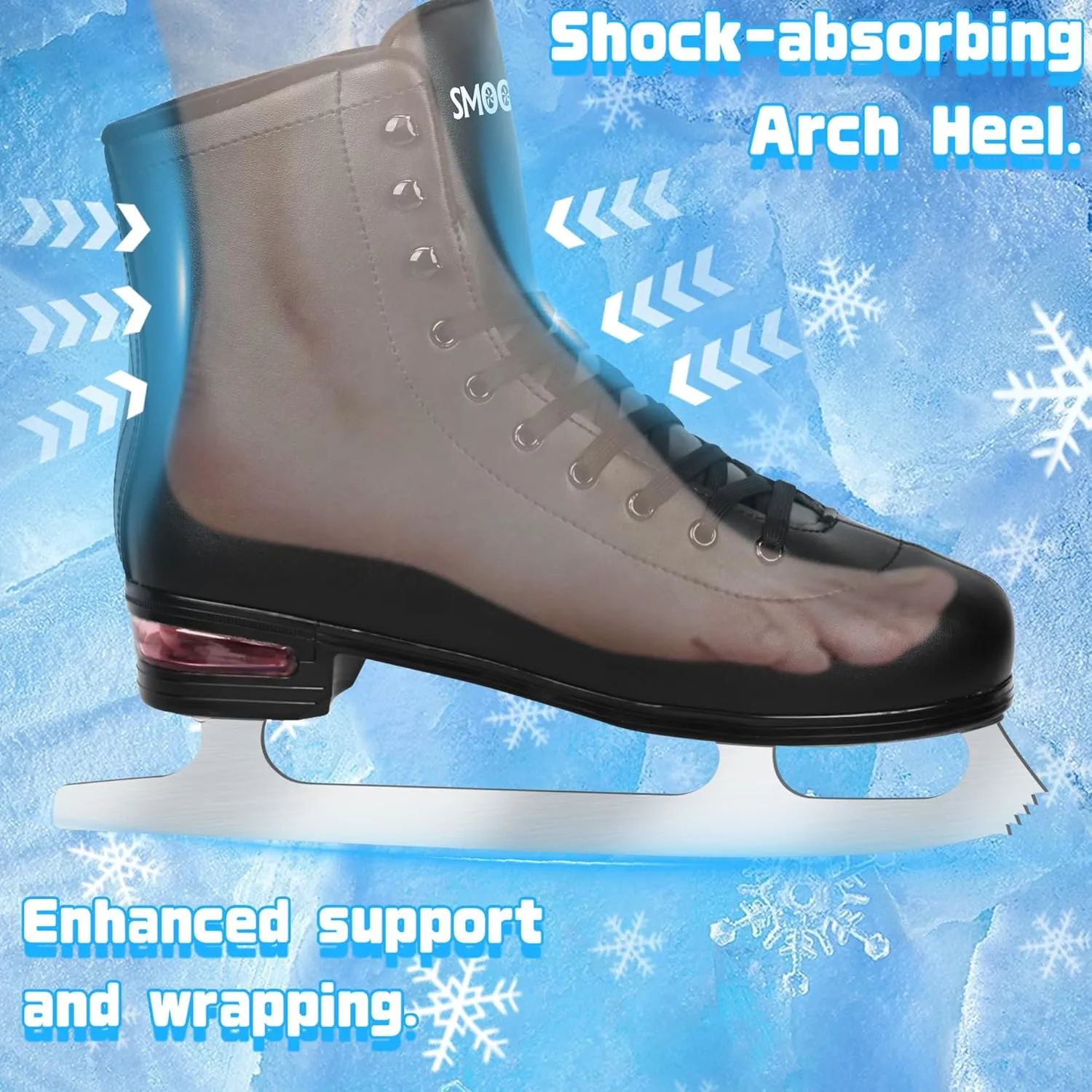Figure Ice Skates for Women and Men - Air Cushion Deluxe Hockey Ice Skate Premium Leather Skates Indoor Outdoor Rink for Teens Beginner
