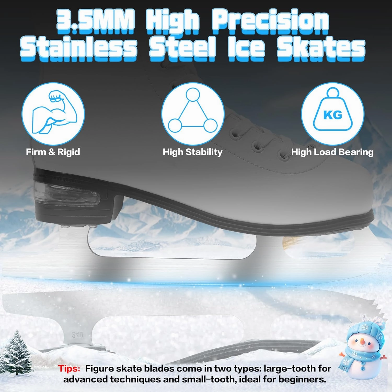 Figure Ice Skates for Women and Men - Air Cushion Deluxe Hockey Ice Skate Premium Leather Skates Indoor Outdoor Rink for Teens Beginner