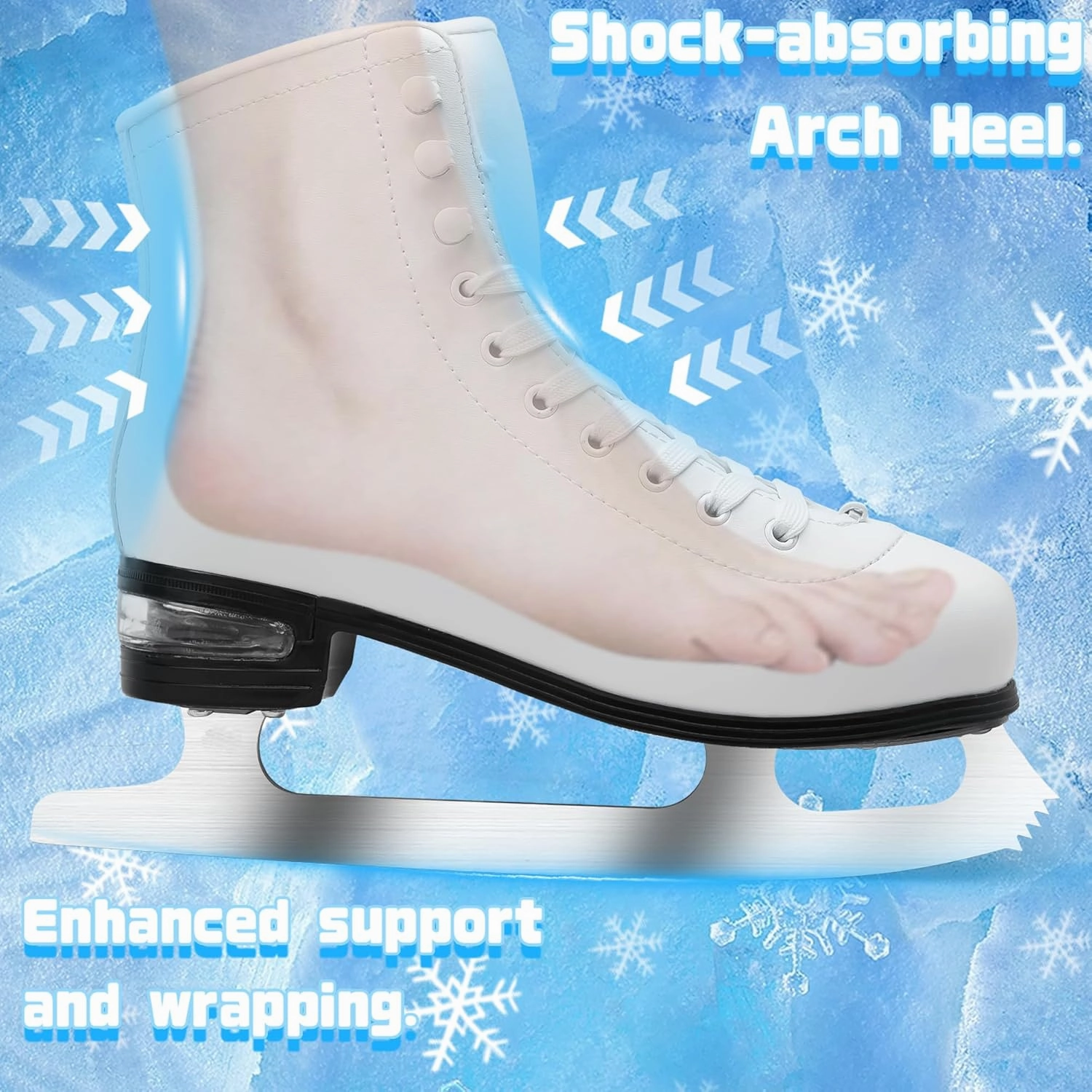 Figure Ice Skates for Women and Men - Air Cushion Deluxe Hockey Ice Skate Premium Leather Skates Indoor Outdoor Rink for Teens Beginner