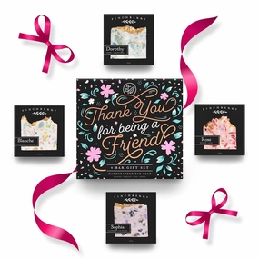 FinchBerry Thank You for Being a Friend Gift Set – Best Friends & Friendship Gifts for Women & Men – Includes 4 Handmade Natural Bar Soaps (4.5 oz Each)