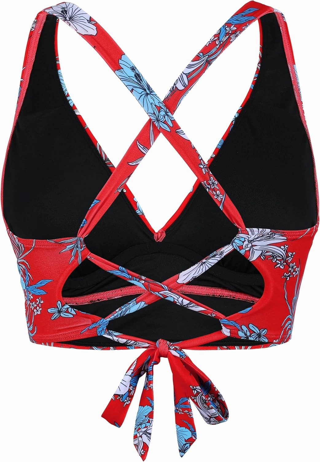 Firpearl Women Underwire Full Coverage Bikini Top Only Criss Cross Push Up Swim Crop Top Tie Back Bathing Suit