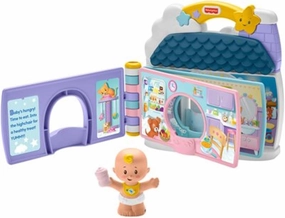 Fisher-Price Little People Toddler Toy Baby’s Day Story Set, 2-in-1 Playset with Book & Figures for Pretend Play Kids Ages 18  Months