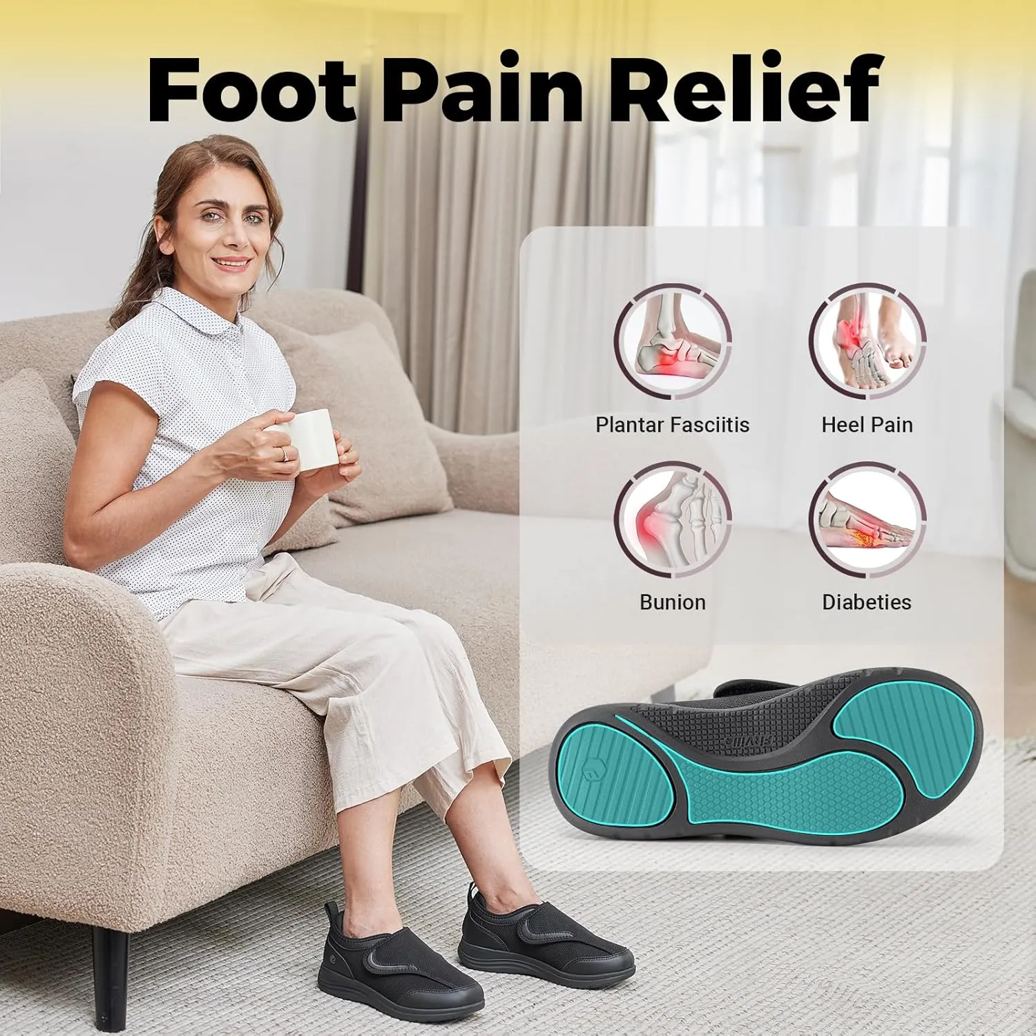 FitVille Diabetic Shoes for Women Wide Width with Arch Support, Fully Adjustable Straps Extra Wide Shoes for Women