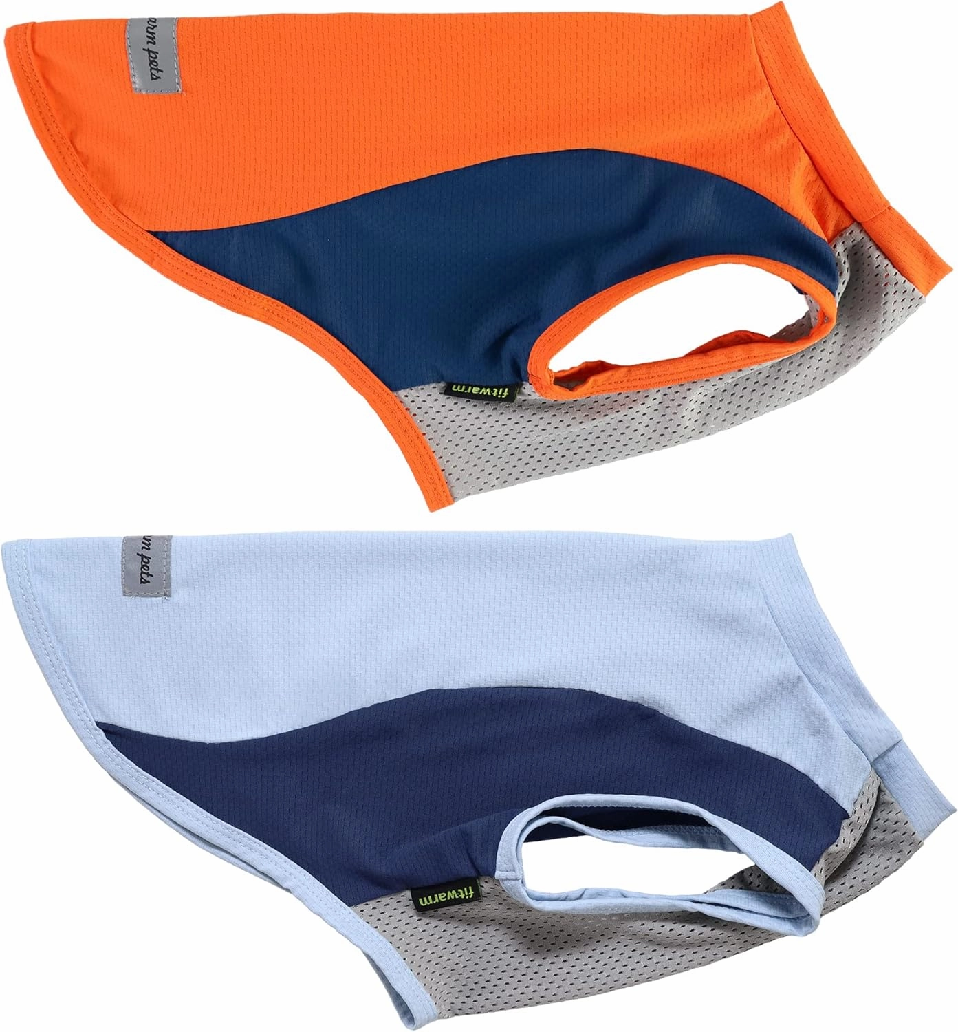 Fitwarm 2 Pack UPF 50  UV Sun Protection Dog Shirt, Quick Dry Summer Dog Clothes for Small Dogs Boy Girl, Reflective Label, Lightweight Breathable Cooling Vest, Pet Cat Outfit, Orange, Blue, Small