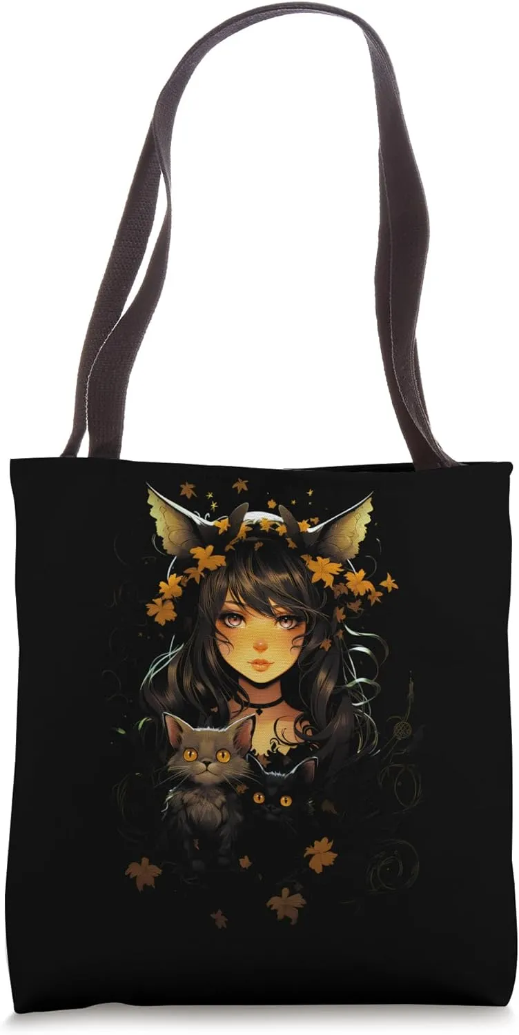 Floral Enigmatic Fairy With Her Cute Cats Fairycore Beauty Tote Bag